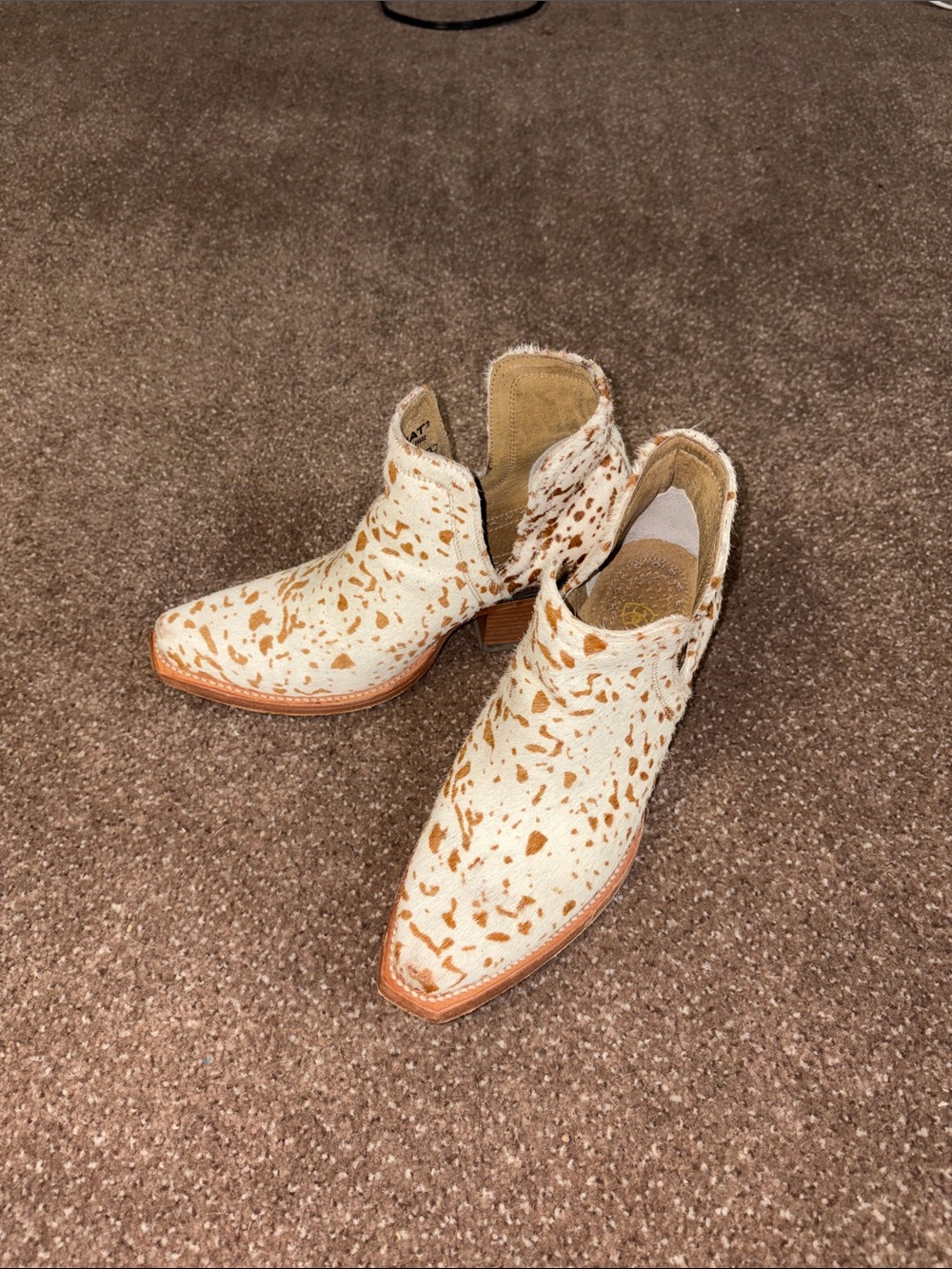 Ariat White and Tan Speckled Ankle Booties